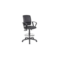 Nicer Furniture - chaise de dessin multifonction en PU-Recouverte de cuir noir, accoudoirs ajustables et repose-pieds chromé de 20 po de diamètre