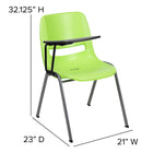 Flash Furniture - Chaise coquille ergonomique verte avec accoudoir-tablette rabattable pour droitiers, paquet de 5-Conception pour un usage commercial