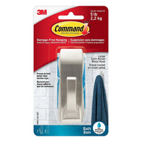 Command - Crochet pour la salle de bain, reflets modernes, grand, nickel satiné, 2,3 kg (5 lb)-Des essais ont démontré qu’ils tiennent mieux que les ventouses