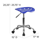 Flash Furniture – Tabouret tracteur éclatant de 25,75 po, bleu nautique (LF214ANTCLBLUE)-Roulettes doubles pour tapis