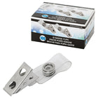 Merangue – Pinces crocodiles pour porte-nom, paq./100 (1008-3102-00-000)-Pince métal avec boucle en plastique à bouton-pression pour porte-nom 