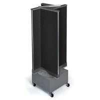 Azar Displays – Présentoir rotatif à panneaux perforés sur 4 côtés avec base à roulettes de 13,5 x 44 po, noir uni (700445-BLK)-Comprend quatre panneaux et une bande porte-affiche en acrylique et repose sur une base à roulettes de 16 larg. x 12 haut. (po)