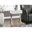 Monarch Specialties - 3262 Table D'Appoint - 24 po H/Blanc Lustre/Metal Chrome-Dimensions : 22 x 18 x 12