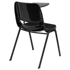 Flash Furniture - Chaise coquille ergonomique rembourrée noire avec accoudoir-tablette rabattable pour gauchers-Conception à dossier et siège rembourrés en plastique noir aux contours ergonomiques