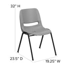 Flash Furniture - Chaise coquille grise, empilable et ergonomique de la série HERCULES avec cadre noir, capacité de 880 lb-Garantie à vie limitée sur le cadre