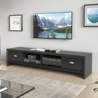 CorLivingMC - Meuble pour téléviseur extra large Lakewood TLK-802-B, pour téléviseurs jusqu’à 80 po, grain de bois noir-Fini imprimé similibois grain de bois noir