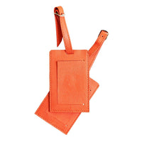 Designer Ashlin  Bicentenaire Canadiana Ensemble de 2 étiquettes à bagages  Cuir de vachette grainé  Orange-Ashlin® Designer , Bicentennial Canadiana Set Of 2 Luggage Tags , Cuir de cuir de vache caillouteux , Orange