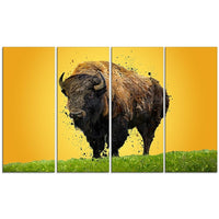 Designart – Lone Bison, impression sur toile, 5 panneaux (PT2326-271)-Impression