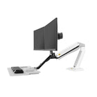 Poste de travail assise debout support à double bras pour écran pc de 22-27 po avec port USB de North Bayou FC40-2AB, Blanc-Verticale de distance: 17,3 po