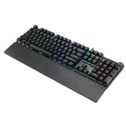Adesso - AKB-650EB Clavier de jeu mécanique programmable RVB avec repose-mains magnétique amovible-Livré avec un bouton de réglage des couleurs unique, vous permet de régler la luminosité des couleurs ou les motifs en fonction de votre style