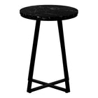 Monarch Specialties - 2179 Table D'Appoint - 22 po H/Marbre Noir/Metal Noir-Apportez une touche moderne a votre salon, espace de bureau, salle familiale ou taniere avec cette elegante table d'appoint ronde en metal faux marbre noir/noir