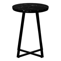 Monarch Specialties - 2179 Table D'Appoint - 22 po H/Marbre Noir/Metal Noir-Apportez une touche moderne a votre salon, espace de bureau, salle familiale ou taniere avec cette elegante table d'appoint ronde en metal faux marbre noir/noir