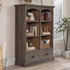 Sauder - 435754 La Collection Sonnet Springs Bibliothèque - Finition Pebble Pine-Deux tiroirs avec coulisseaux en métal et butées de sécurité. 
