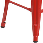 Flash Furniture – Tabouret de comptoir en acier de 24 po à siège carré et sans dossier, int/ext, rouge (CH3132024RED)-Capacité de poids de 500 lb