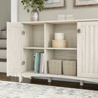 Bush Furniture - Armoire de rangement Salinas avec portes, blanc antique (SAS147AW-03)-Dimensions assemblées (po) : 46 2/9 lar. x 12 3/4 prof. x 30 haut.