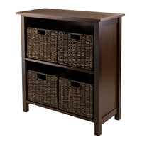 Winsome – Étagère de rangement Granville 5 pièces, 2 sections de 4 paniers pliables, noyer antique-L’étagère de rangement Granville avec paniers pliables est parfaite pour ranger et organiser vos articles préférés