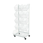 Can-Bramar – Présentoirs mobiles à 5 niveaux, 18 x 23 x 58 (po), blanc-Comprend 5 présentoirs paniers en fil métalliques avec séparateurs