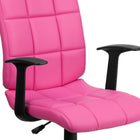 Flash Furniture - Chaise de travail GO-1691-1-PINK-A-GG en vinyle à dossier mi-dos avec accoudoirs fixes, rose-Siège pivotant