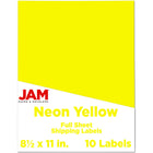 JAM Paper - Étiquettes d'expédition papier autocollant pleine page - 8 1/2 po x 11 po - Jaune fluo - Paquet de 10-Emballage anglais seulement