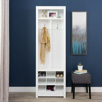 Prepac – Range-tout compact pour l’entrée avec espace de rangement pour chaussures, blanc-Fini stratifié blanc doux