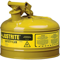 JustriteMD – Bidon de sécurité de type I sans entonnoir, 1 gal, 9 1/2 x 11 po, jaune-Les bidons de sécurité de type I sont conçus avec un seul bec pour remplir et verser toutes sortes de liquides inflammables
