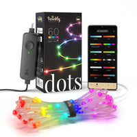 Twinkly - Guirlande lumineuse multicoloure à 60 lumières de 10 pieds Dots avec fil transparent - USB-LED RVB multicoloures - 16 millions de couleurs