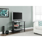 Monarch Specialties - 2506 Meuble Tv - 36 po L/Metal Noir Et Verre Trempe Noir-Deux tablettes ouvertes pour le rangement