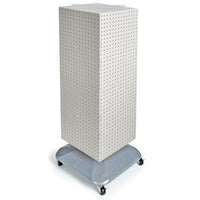 Azar Displays – Présentoir de sol à panneaux perforés emboîtables sur 4 côtés à roulettes, 40 x 14 x 14 po, blanc (701436-WHT)-Pivote sur une base carrée à roulettes
