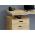 Monarch Specialties - 7643 Bureau 48 po L - Naturel/Metal Noir/Face L/R-Restez organisé grâce aux tiroirs de rangement fermés et au tiroir classeur pratique avec barres de suspension, idéal pour ranger les documents importants et les articles de bureau.