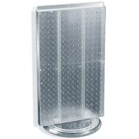 Azar Displays – Présentoir de comptoir à panneaux perforés sur 2 côtés, 22 x 13,5 po, transparent et translucide (700513-CLR)-Le présentoir à deux côtés repose une base rotative en plastique transparent, qui offre un accès facilité aux clients
