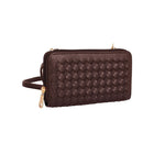 Portefeuille pour Téléphone à Bandoulière Tissé de Blocage d'Ellie Karla Hanson RFID, Acajou-1 compartiment accordéon