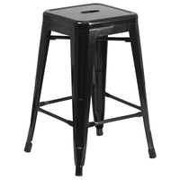 Nicer Furniture - tabouret de comptoir industriel sans dossier de style Tolix - noir-Trou de vidange dans le siège. Glisses non marquantes. Conception légère