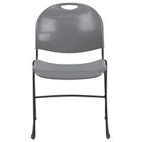 Flash Furniture - Chaise ultra-compacte empilable grise de la série HERCULES avec cadre enduit de poudre noire-Ensemble de 5 chaises empilables polyvalentes
