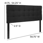 Flash Furniture - Tête de lit Bedford double touffetée et rembourrée en tissu noir-Supports en métal noir avec fentes de rail de lit pour réglage