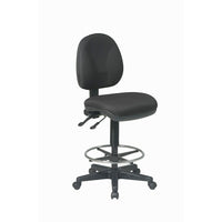 Work Smart - Fauteuil de dessinateur deluxe ergonomique avec repose-pieds circulaire ajustable de 18,5 po de diamètre-Siège et dossier profilés avec soutien lombaire intégré