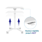 ShoppingAll - Chariot pneumatique de bureau pour ordinateur portable à hauteur réglable - blanc-La base du bureau est dotée d'un cadre plus large fini en acier robuste pour une durabilité et une stabilité à long terme.