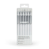 Poppin – Stylos gel luxe rétractables – blanc – paquet de 12-Stylos Gel Luxe rétractables
