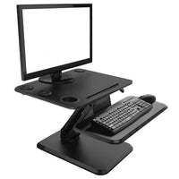 Posidesk POSI210BKE 25 Pouces Bureau Piédestal Avec Gobelet Garde, Haut-Parleurs Bluetooth Et Le Chargeur Sans Fil, Noir-Bureau assis/debout