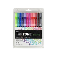 Tombow - Feutres à 2 pointes Twintone, couleurs vives, paq./12-Pointe fine avec une épaisseur de trait de 0,3 mm
