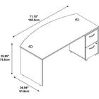 Bush – Coquille de bureau à devant arqué de 72 po collection Westfield et classeur sur roulettes à 2 tiroirs, fini cerisier moka-Respecte les normes de construction, de durabilité et de sécurité pour l’usage commercial établies par ANSI/BIFMA