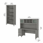 Bush Furniture - Bureau 72 po avec huche et bibliothèque à 5 tablettes Somerset - Gris platine-Bois d’ingénierie en Gris platine