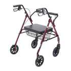 Drive Medical - Rollator bariatrique robuste avec siège rembourré, rouge-Verrouillage en boucle spécial en aluminium coulé facile à actionner pour une sécurité garantie