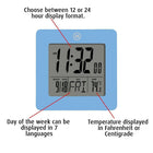 Marathon - Horloge numérique de table Cl030050bl, 3,75 x 3,75 x 1,5 po, bleu-Quartz (fonctionnement à pile)