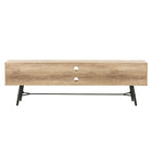 CorLiving - Aurora Banc TV bicolore beige et blanc avec pieds évasés pour les téléviseurs jusqu'à 80 pouces-Grand espace de rangement central ouvert pouvant accueillir votre équipement audiovisuel
