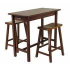 Winsome – Ensemble 3 pièces avec îlot de cuisine et tabourets à siège selle rembourré, fini noyer antique-Table-Îlot de cuisine avec 2 tabourets à siège selle
