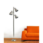 Simple Designs - Lampe de sol incandescente, nickel brossé (LF2007-BSN)-Dimensions long. : 17 long. x 9,75 larg. x 63,75 haut (po). Assemblage partiel requis