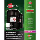 Avery - Étiquettes SGH pour produits chimiques UltraDuty 60501, blanc, 8 1/2 po x 11 po, paq./50-Permanente, étiquette rectangulaire