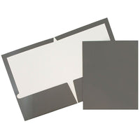 JAM Paper Chemises de présentation lustrées avec deux pochettes, gris, 12/paquet-1,2 lb