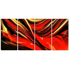 Designart – Impression sur toile, rubans de lave rouge, 4 panneaux, art abstrait (PT3031-271)-Impression