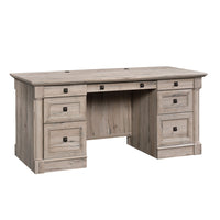 Sauder 65"W La Collection Palladia Bureau Ministre - Finition Split Oak-Grand tiroir/plateau avec glissières métalliques et butées de sécurité doté d'un panneau rabattable pour clavier et souris ou ordinateur portable